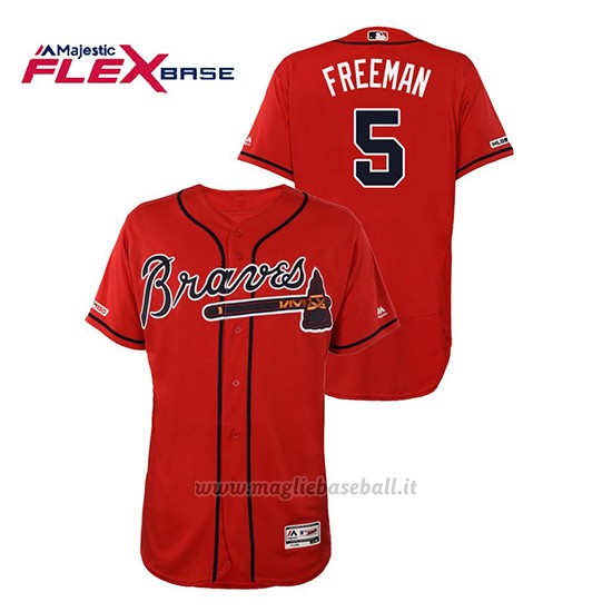 Maglia Baseball Uomo Atlanta Braves Freddie Freeman 150th Aniversario Patch Autentico Flex Base Rosso